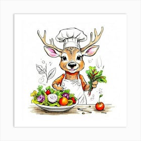 Chef Deer 21 Art Print