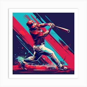 Baseball Player Swinging A Bat 3 Art Print