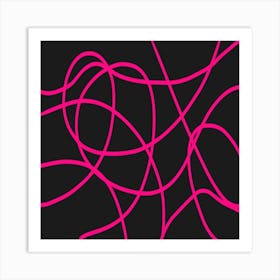 Abstract Line Art Pink and Black Art Print