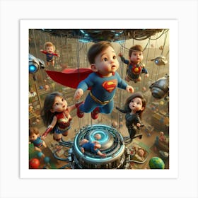 Superman And His Family Art Print