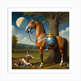 Horse And A Cow Art Print
