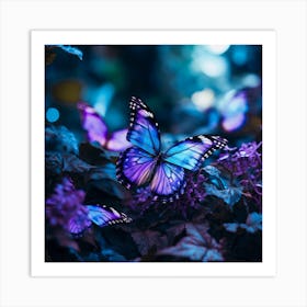 Butterfly On Purple Flower Art Print