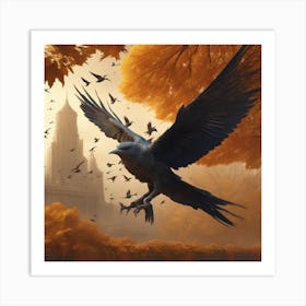 Crow at autumn Art Print