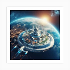 Spaceship In Space 43 Art Print