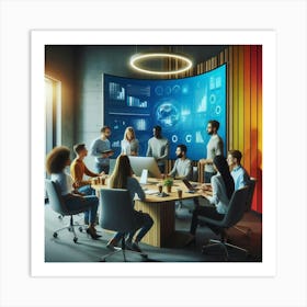 Group Of People In A Conference Room Art Print