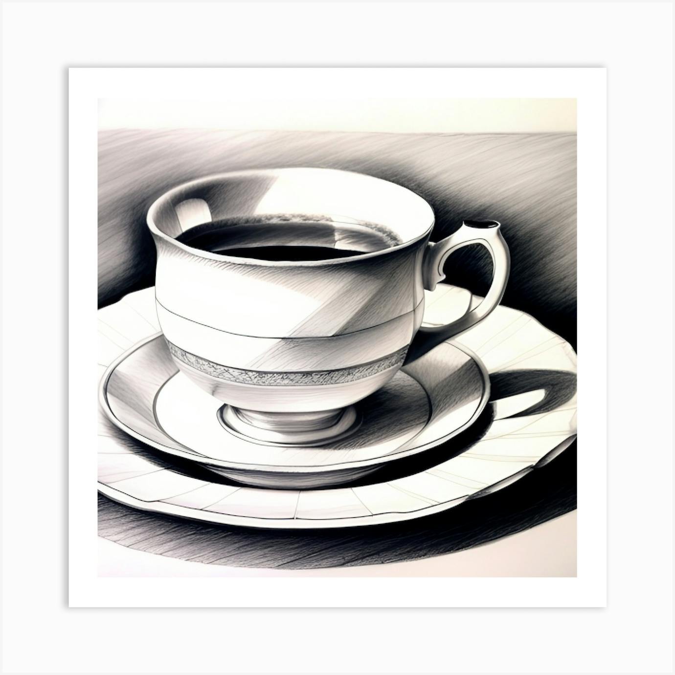 Cup and Saucer drawing | Abstract pencil drawings, Art drawings sketches  simple, Art