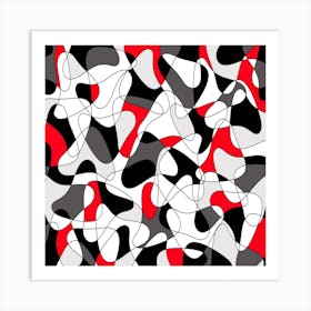 Abstract Red Black And White Art Print