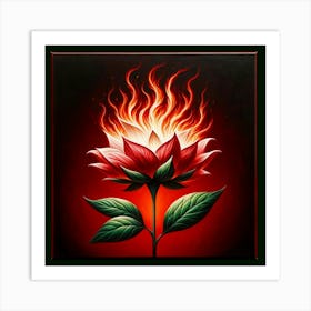 Lotus Flower On Fire Art Print