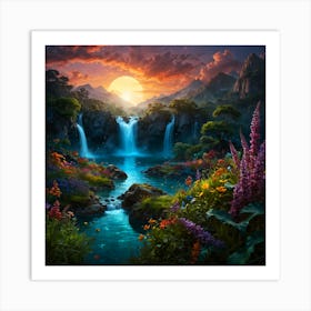 Waterfall In The Forest 1 Art Print