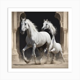 White Horses In The Desert Art Print