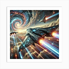 Aetherion Strikers Navigating Cosmic Storms Art Print