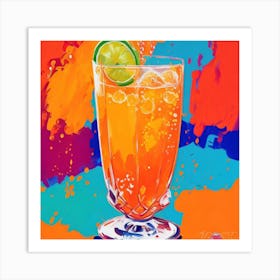 Aperol Spritz Fauvist Painting Art Print Orange Drink Art Print