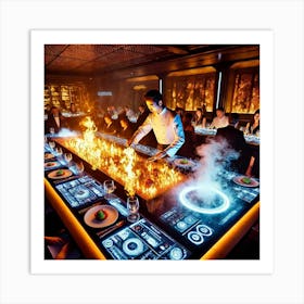 A Sci Fi Themed Restaurant Showcasing Interactive Dining Art Print