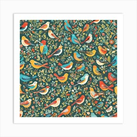 Birds On A Branch Art Print