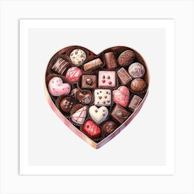 Heart Shaped Box Of Chocolates Art Print