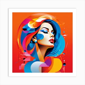 Abstract Piece Using Vibrant Colors Female Beautiful Art Print