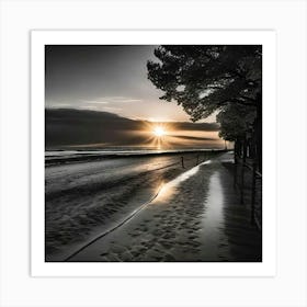 Sunset On The Beach 1025 Art Print