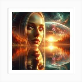 Girl In Space 5 Art Print