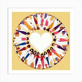 Illustration Of Eight White Women Linking Arms In (1) Art Print
