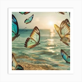 Beautiful Butterflys In The Sea Art Print