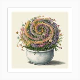 Vintage Flower In A Pot Art Print