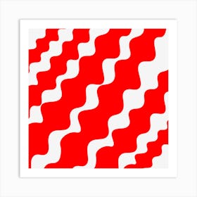 Slanting Red Wavy Pattern Art Print