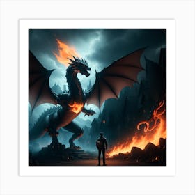 Dragon On Fire Art Print