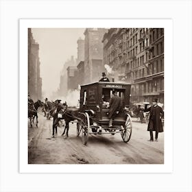 Horse Drawn Carriage Ambulance In New York City Art Print