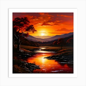 Sunset River Art Print