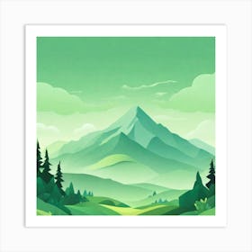 Misty mountains background in green tone 134 Art Print