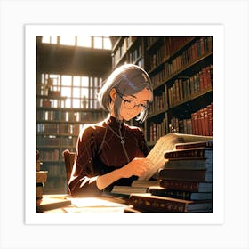 The Elderly Lady Librarian 019 Art Print