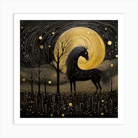 Horse In The Night Art Print