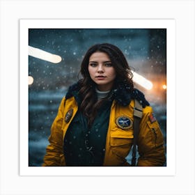 Girl In A Yellow Jacket Art Print