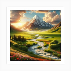 Sunset In The Mountains 40 Art Print