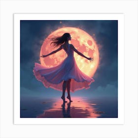 Beautiful Dancer Surrounded By Watercolor Twilight Glow 1 Art Print