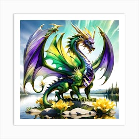 Dragon On A Rock Art Print