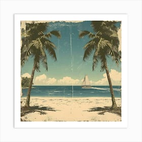 Vintage Palm Trees On The Beach Art Print