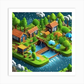 Isometric Landscape Art Print