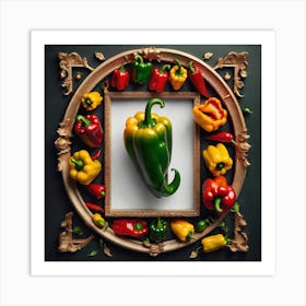 Colorful Peppers In A Frame 41 Art Print