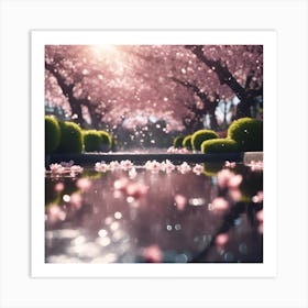 Floating Cherry Blossoms in the Park Art Print