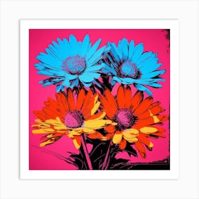 Andy Warhol Style Pop Art Flowers Asters 3 Square Art Print