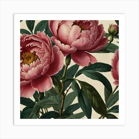 Default Peony 2 Floral Botanical Vintage Poster Flower Canvas 1 Art Print