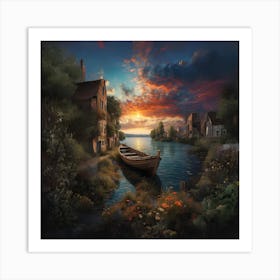 Sunset By The Water Art Print