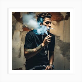 Man Smoking A Cigarette Art Print