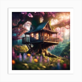 Tree House in Blossom Art Print