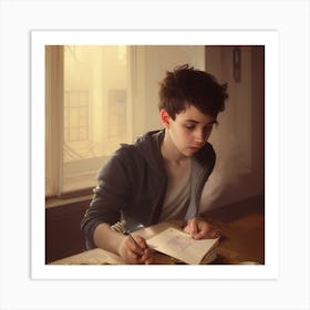 Boy Writing Art Print