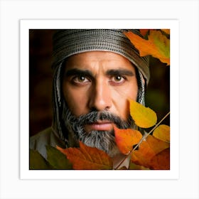 Firefly Weathered Man With Deep Green Eyes And Autumn Leaves 21452 Art Print