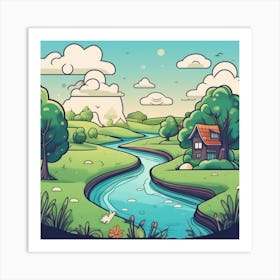 Cartoon Landscape 7 Art Print