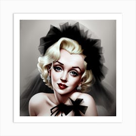 Marilyn Monroe Dark Bridal Veil Art Print