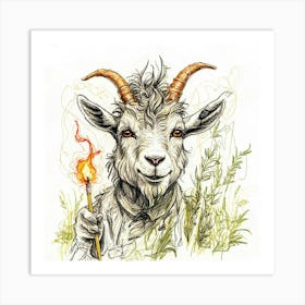 Goat With A Torch 1 Art Print